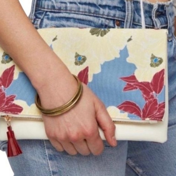 Rachel Pally Handbags - Rachel Pally fold over floral reversible vegan leather and canvas clutch